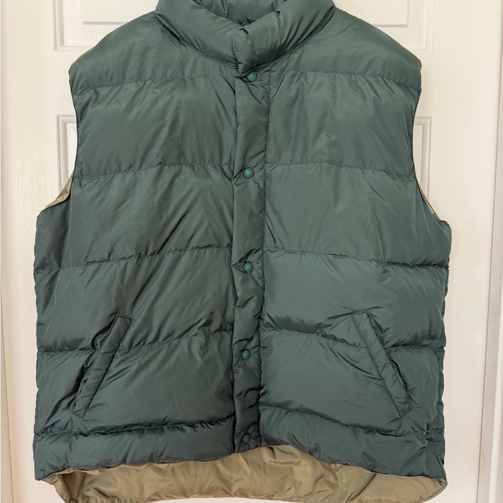 Men's Cabela's Green Premium Northern Goose Down Filled Quilted Vest Sz XL